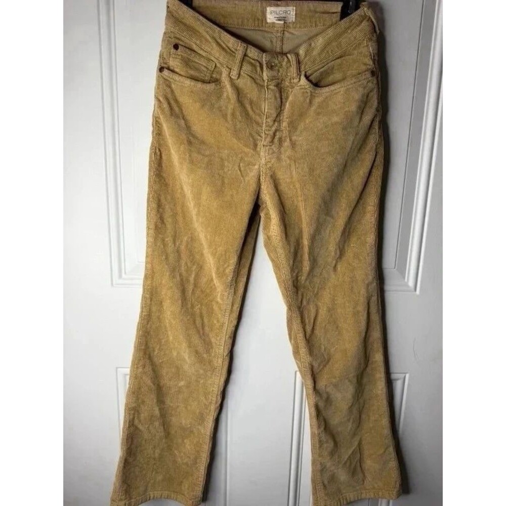 Anthropologie Pilcro Women’s Corduroy Pants Size 27 Tan Beige Straight Leg